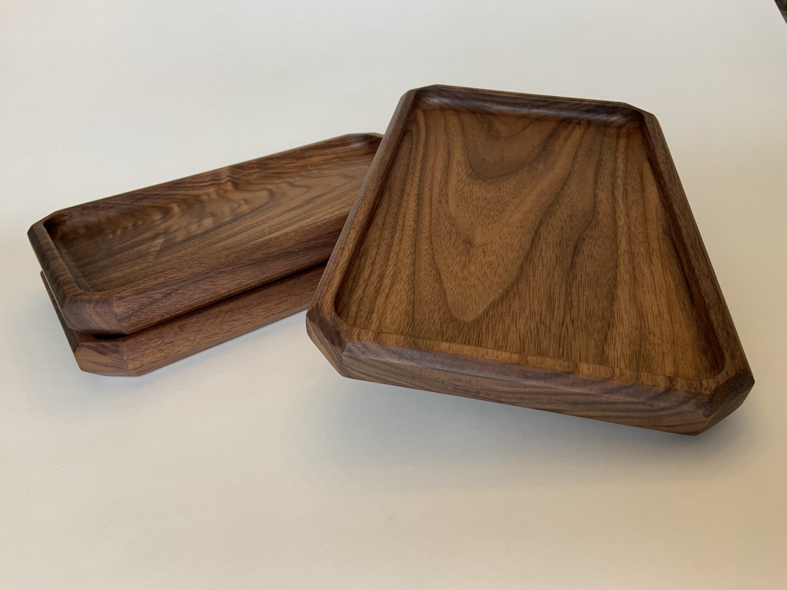 Two Wooden Rolling Trays
