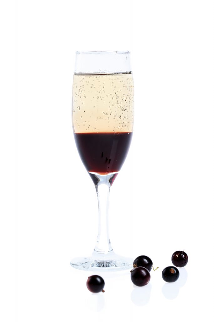 a cocktail glass of Kir Royale