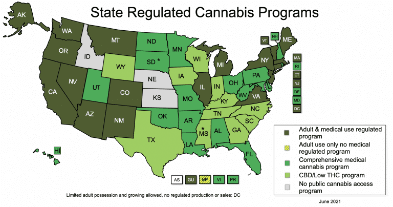 medical marijuana legalization in US map