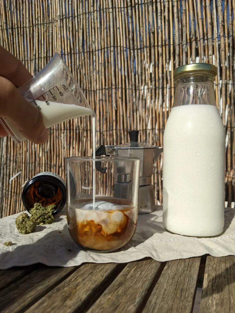 Pouring milk in the cannabis infused drink 1536x2048 2