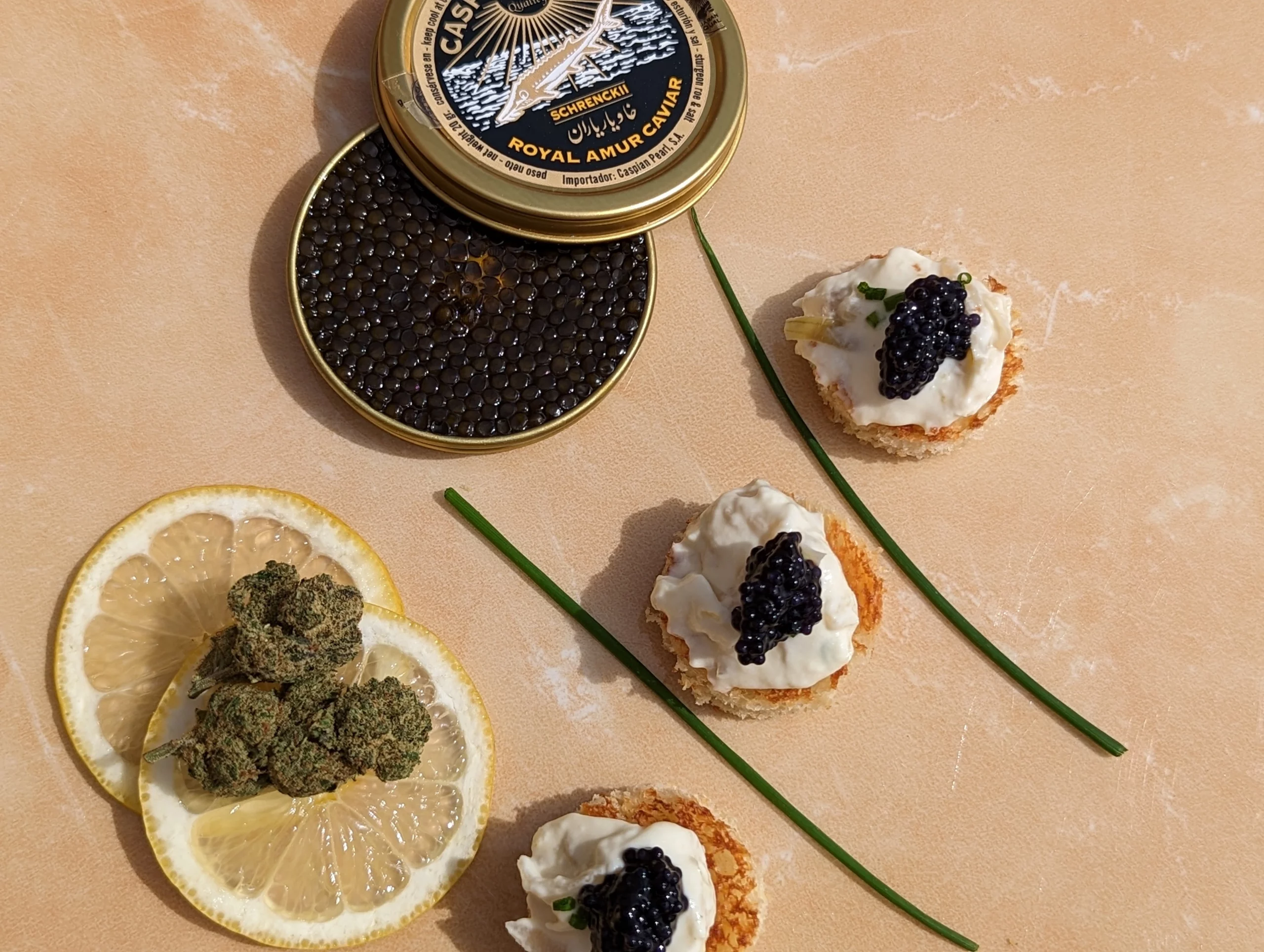 Caviar and cannabis onion dip