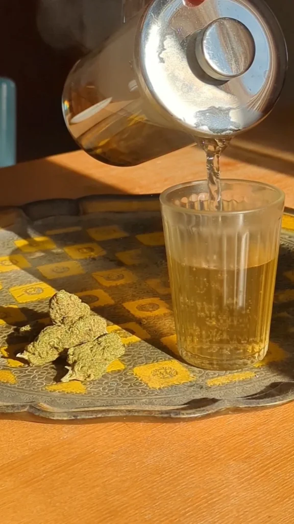 pouring cannabis tea